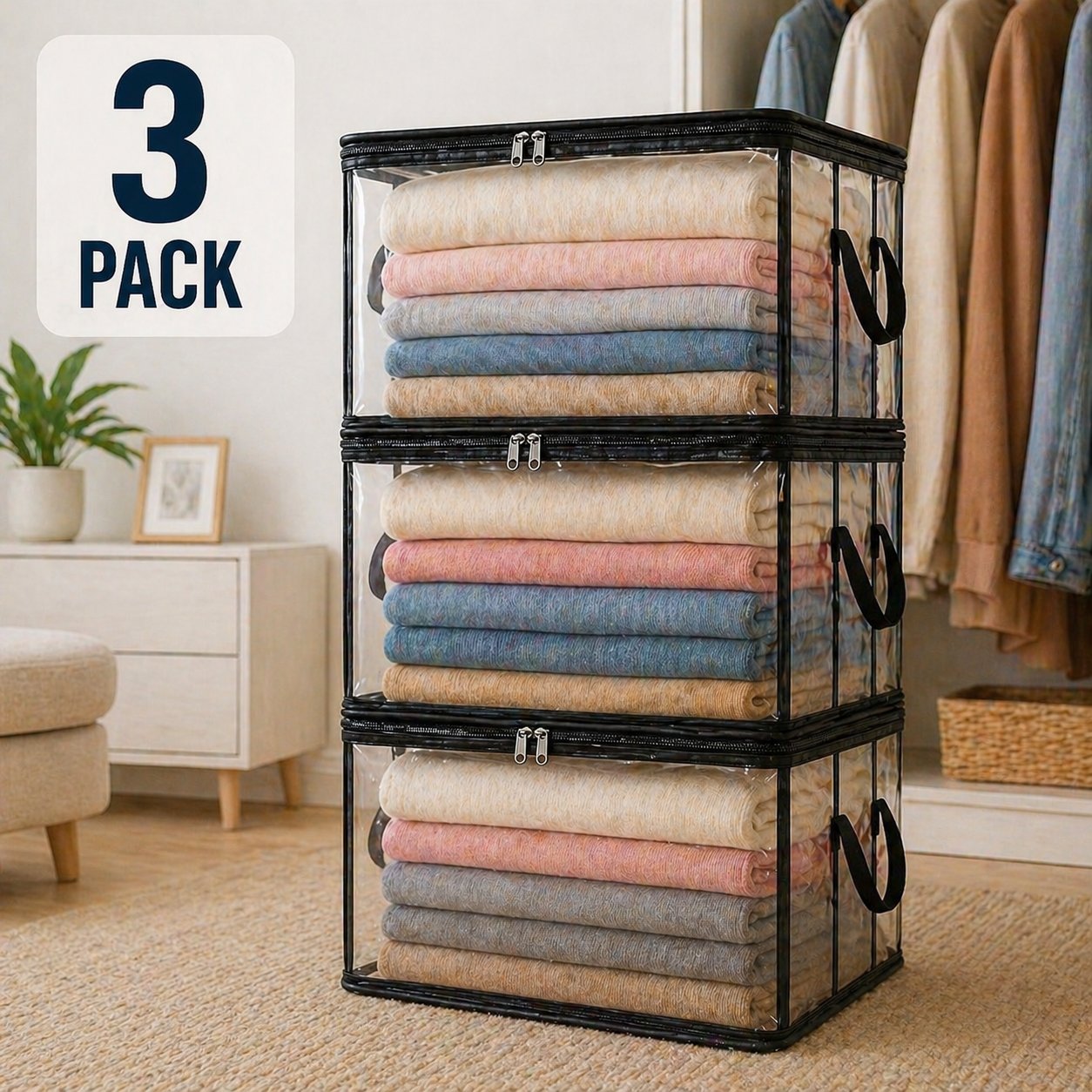 💞LAST DAY 50% OFF ✨📦Favoreli® Large Heavy-Duty Thick Plastic Clear Storage