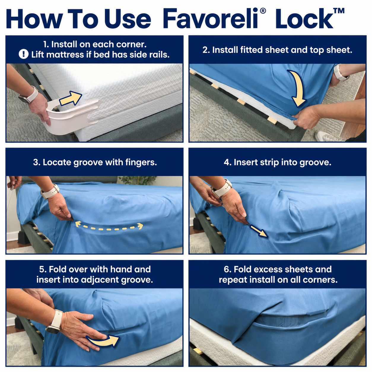 Favoreli® Sheet Straps — No More Wrinkled, Shifted Sheets (Set of 4)