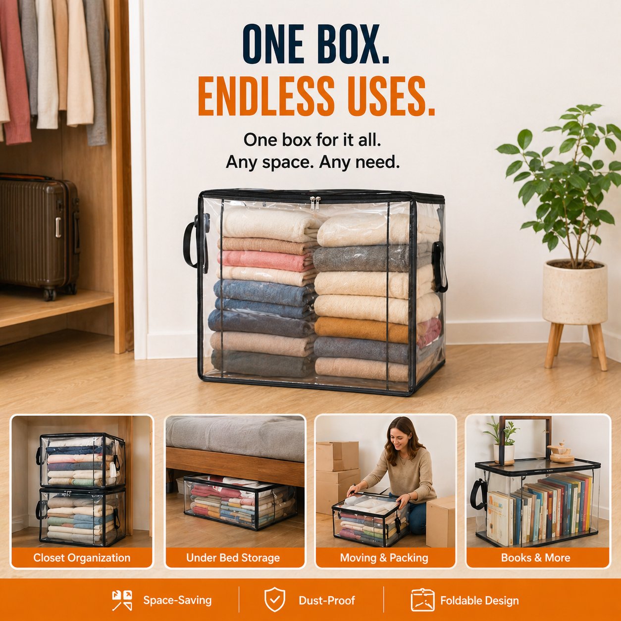 💞LAST DAY 50% OFF ✨📦Favoreli® Large Heavy-Duty Thick Plastic Clear Storage